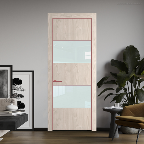 Межкомнатная дверь ProfilDoors 22NA Каштан светлый профиль Красный антрацит вставка Lacobel Белый лак