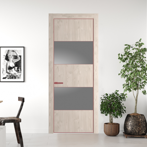 Межкомнатная дверь ProfilDoors 22NA Каштан светлый профиль Красный антрацит вставка Lacobel Серебряный лак