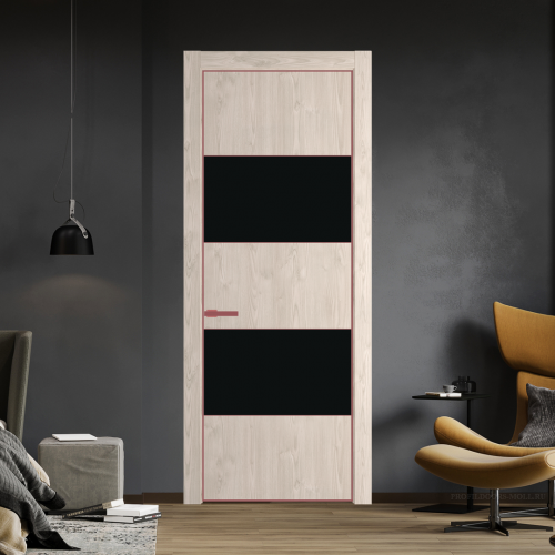 Межкомнатная дверь ProfilDoors 22NA Каштан светлый профиль Красный антрацит вставка Монохром черный