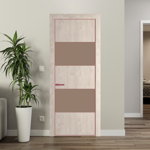 Межкомнатная дверь ProfilDoors 22NA Каштан светлый профиль Красный антрацит вставка Монохром капучино
