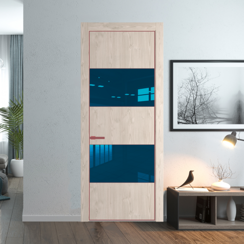 Межкомнатная дверь ProfilDoors 22NA Каштан светлый профиль Красный антрацит вставка Зеркало Blue
