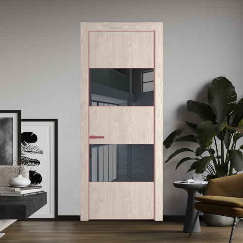 Межкомнатная дверь ProfilDoors 22NA Каштан светлый профиль Красный антрацит вставка Зеркало Grey