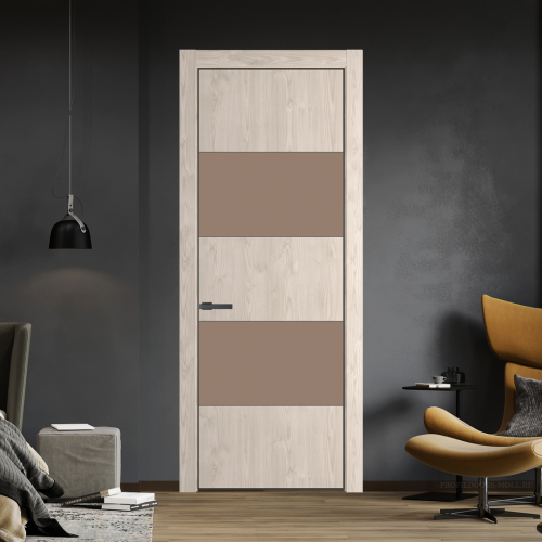Межкомнатная дверь ProfilDoors 22NA Каштан светлый профиль Серая Ночь вставка Монохром капучино
