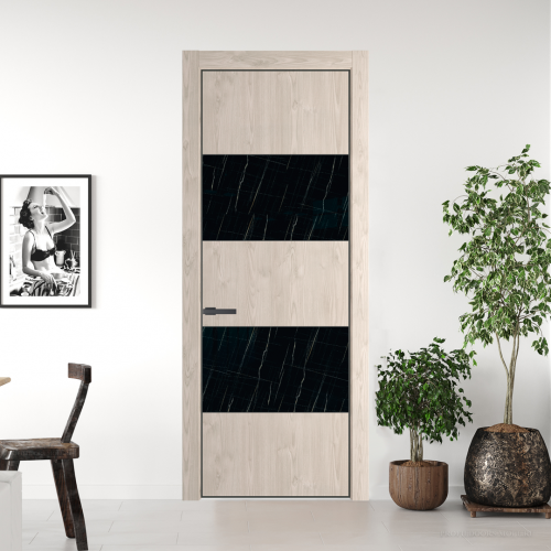 Межкомнатная дверь ProfilDoors 22NA Каштан светлый профиль Серая Ночь вставка Неро мрамор