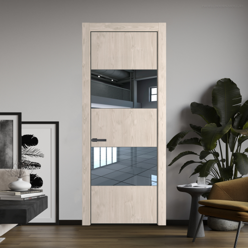 Межкомнатная дверь ProfilDoors 22NA Каштан светлый профиль Серая Ночь вставка Зеркало