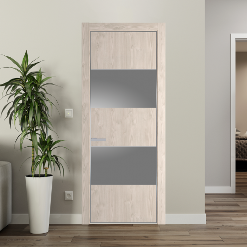 Межкомнатная дверь ProfilDoors 22NA Каштан светлый профиль Серебро вставка Lacobel Серебряный лак
