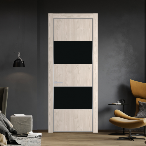 Межкомнатная дверь ProfilDoors 22NA Каштан светлый профиль Серебро вставка Монохром черный