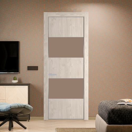 Межкомнатная дверь ProfilDoors 22NA Каштан светлый профиль Серебро вставка Монохром капучино