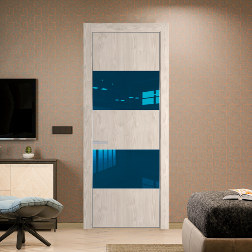 Межкомнатная дверь ProfilDoors 22NA Каштан светлый профиль Серебро вставка Зеркало Blue