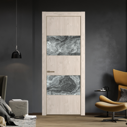 Межкомнатная дверь ProfilDoors 22NA Каштан светлый профиль Шампань вставка Атриум серебро