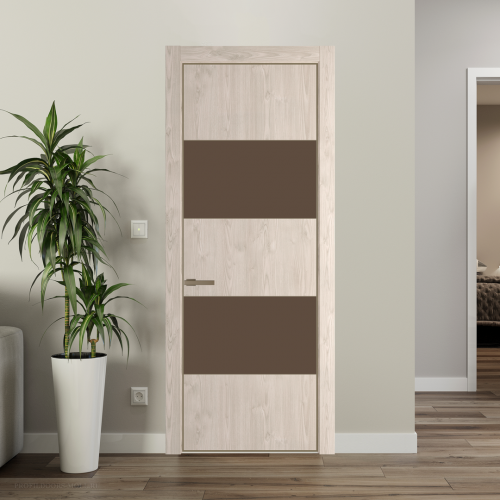 Межкомнатная дверь ProfilDoors 22NA Каштан светлый профиль Шампань вставка Монохром гляссе
