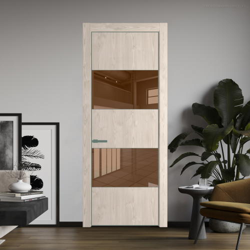 Межкомнатная дверь ProfilDoors 22NA Каштан светлый профиль Зеленый воск вставка Зеркало Bronza