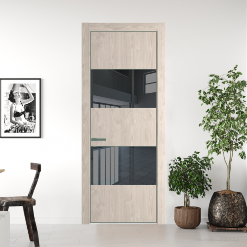Межкомнатная дверь ProfilDoors 22NA Каштан светлый профиль Зеленый воск вставка Зеркало Grey