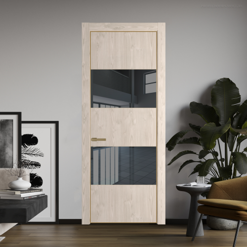 Межкомнатная дверь ProfilDoors 22NA Каштан светлый профиль Золото вставка Зеркало Grey