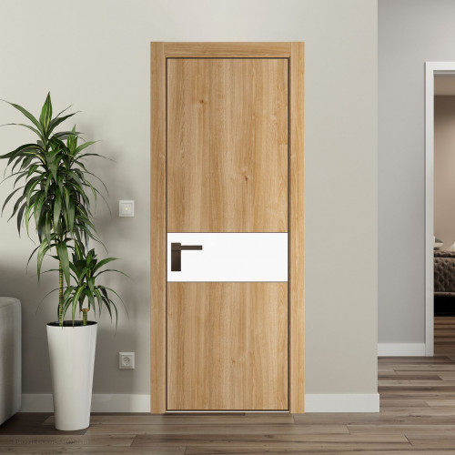 Межкомнатная дверь ProfilDoors 17 NE Дуб Карамель с кромкой Деорэ с стекляной вставкой монохром белый просветленный