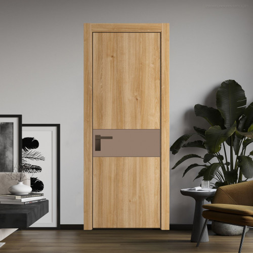 Межкомнатная дверь ProfilDoors 17 NE Дуб Карамель с кромкой Деорэ с стекляной вставкой монохром капучино