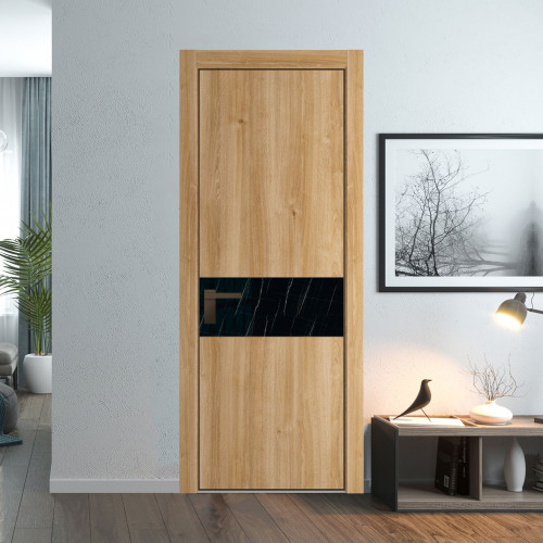Межкомнатная дверь ProfilDoors 17 NE Дуб Карамель с кромкой Деорэ с стекляной вставкой неро мрамор