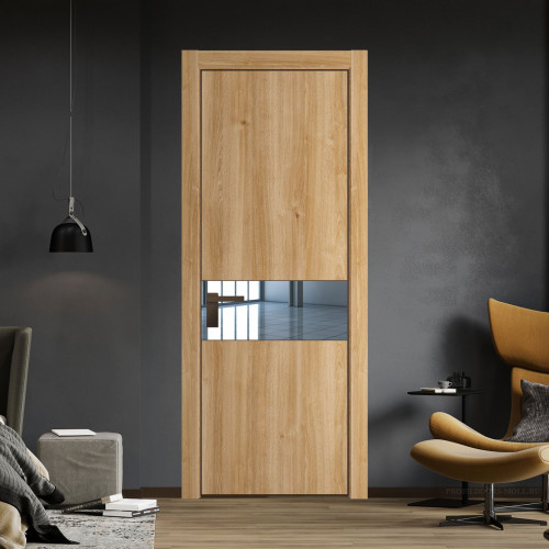 Межкомнатная дверь ProfilDoors 17 NE Дуб Карамель с кромкой Деорэ с стекляной вставкой зеркало