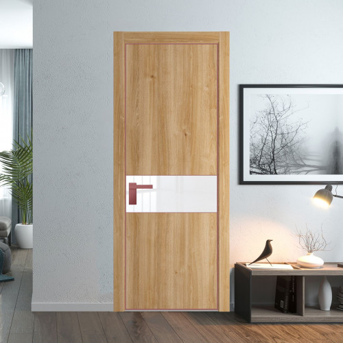 Межкомнатная дверь ProfilDoors 17 NE Дуб Карамель с кромкой Красный антрацит с стекляной вставкой лак классик