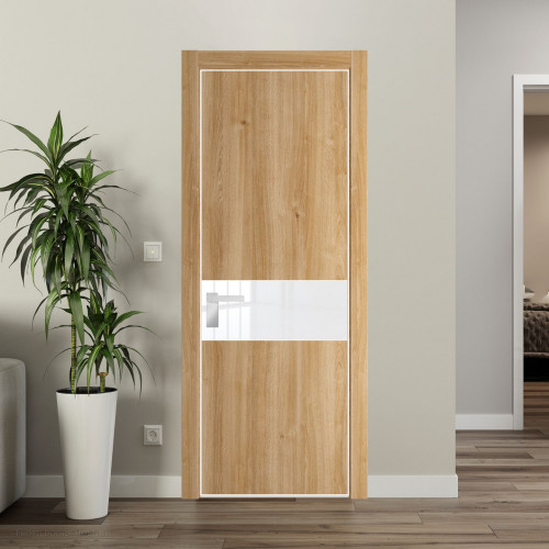 Межкомнатная дверь ProfilDoors 17 NE Дуб Карамель с кромкой Вайт с стекляной вставкой лак классик