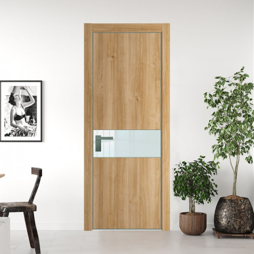 Межкомнатная дверь ProfilDoors 17 NE Дуб Карамель с кромкой Зеленый воск с стекляной вставкой белый лак