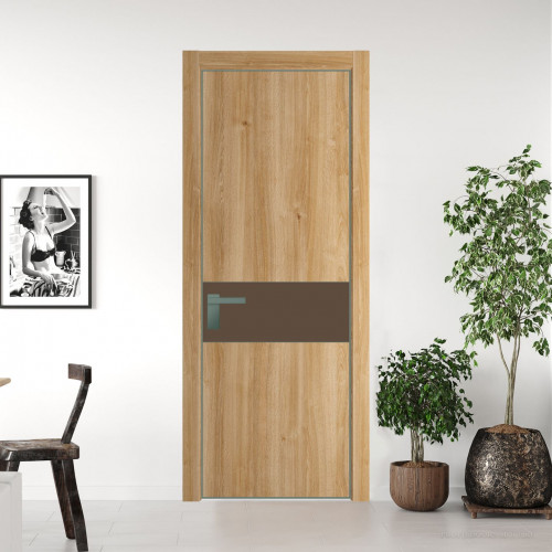 Межкомнатная дверь ProfilDoors 17 NE Дуб Карамель с кромкой Зеленый воск с стекляной вставкой монохром гляссе