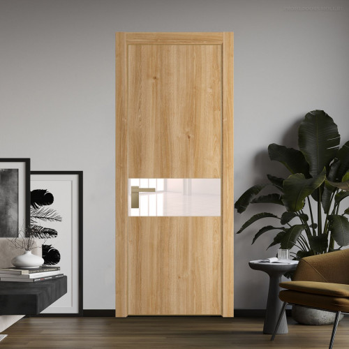 Межкомнатная дверь ProfilDoors 17 NE Дуб Карамель с кромкой Золото с стекляной вставкой перламутровый лак