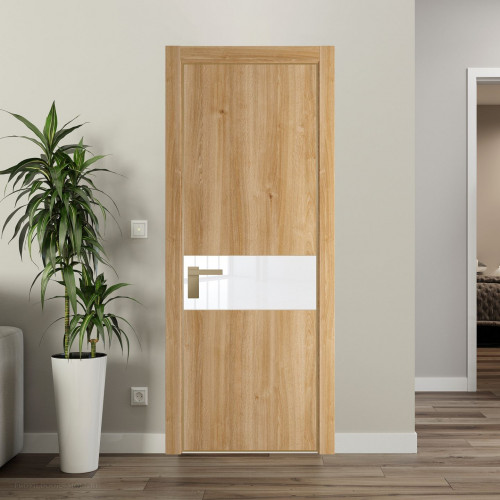 Межкомнатная дверь ProfilDoors 17 NE Дуб Карамель с кромкой Золото с стекляной вставкой лак классик