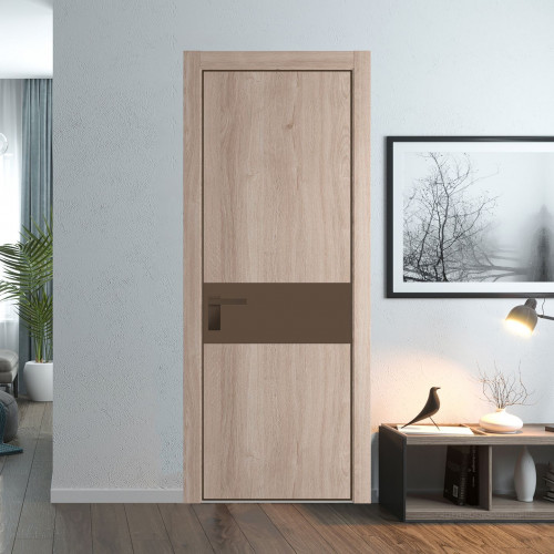 Межкомнатная дверь ProfilDoors 17 NE Дуб Сонома с кромкой Деорэ с стекляной вставкой монохром гляссе