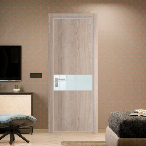 Межкомнатная дверь ProfilDoors 17 NE Дуб Сонома с кромкой Матовая с стекляной вставкой белый лак