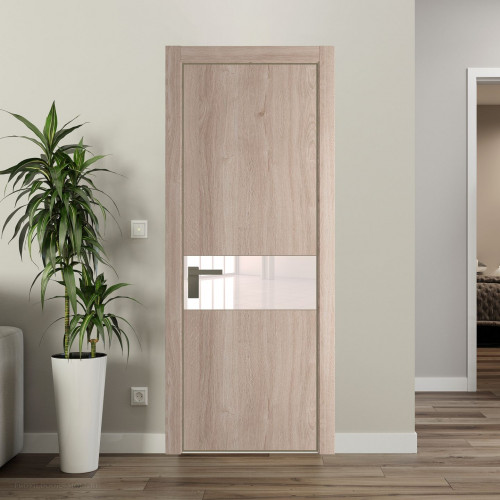 Межкомнатная дверь ProfilDoors 17 NE Дуб Сонома с кромкой Шампань с стекляной вставкой перламутровый лак
