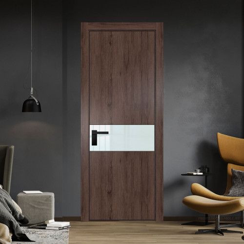 Межкомнатная дверь ProfilDoors 17 NE Дуб Тобакко с кромкой Черный с стекляной вставкой белый лак
