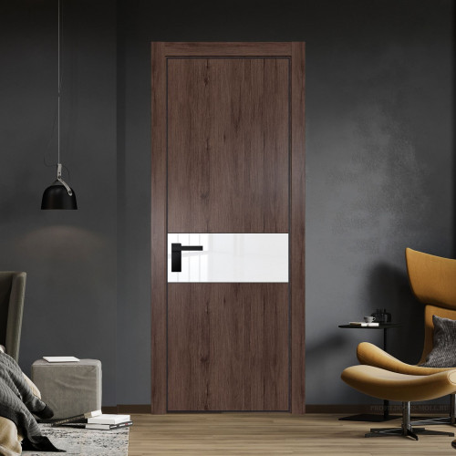 Межкомнатная дверь ProfilDoors 17 NE Дуб Тобакко с кромкой Черный с стекляной вставкой лак классик