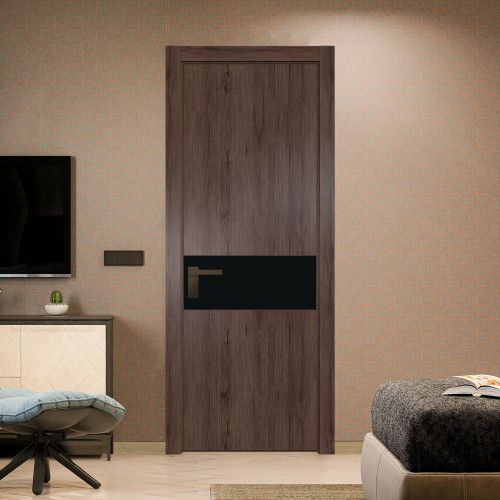 Межкомнатная дверь ProfilDoors 17 NE Дуб Тобакко с кромкой Деорэ с стекляной вставкой монохром черный