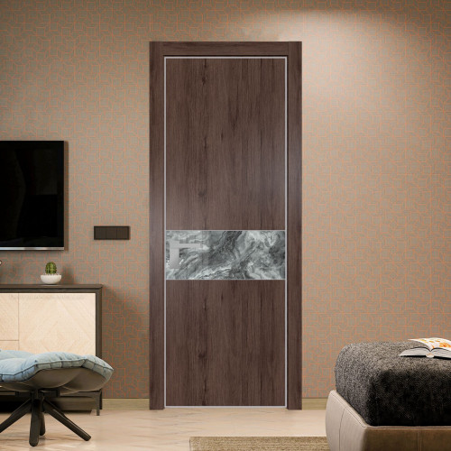 Межкомнатная дверь ProfilDoors 17 NE Дуб Тобакко с кромкой Матовая с стекляной вставкой атриум серебро