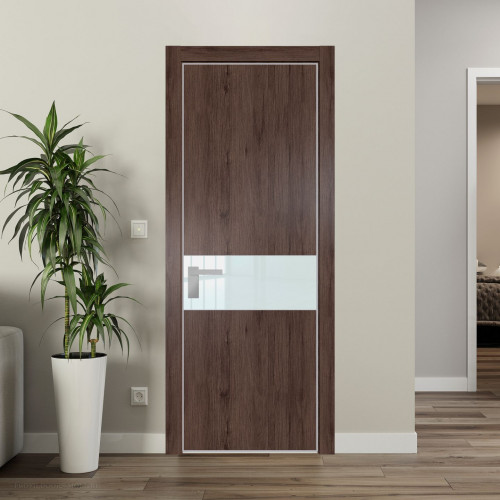 Межкомнатная дверь ProfilDoors 17 NE Дуб Тобакко с кромкой Матовая с стекляной вставкой белый лак