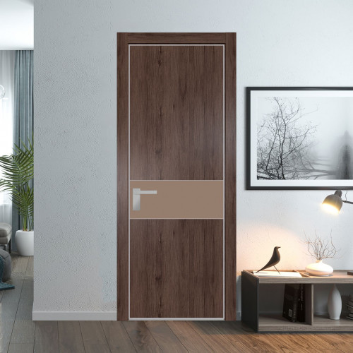 Межкомнатная дверь ProfilDoors 17 NE Дуб Тобакко с кромкой Матовая с стекляной вставкой монохром капучино