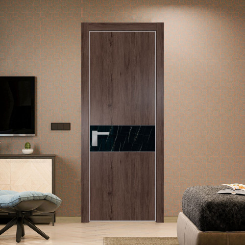 Межкомнатная дверь ProfilDoors 17 NE Дуб Тобакко с кромкой Матовая с стекляной вставкой неро мрамор