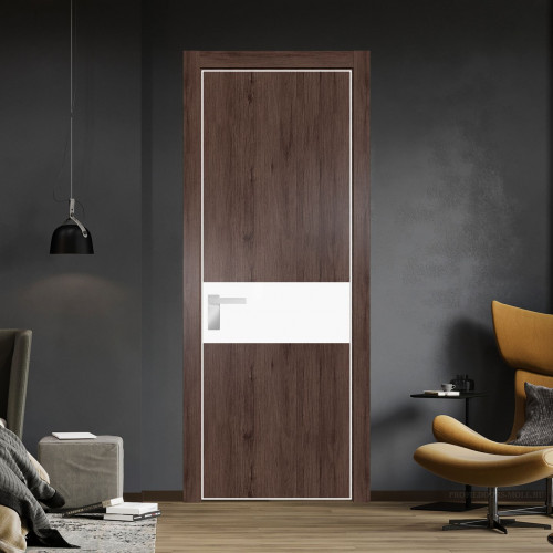 Межкомнатная дверь ProfilDoors 17 NE Дуб Тобакко с кромкой Вайт с стекляной вставкой монохром белый просветленный