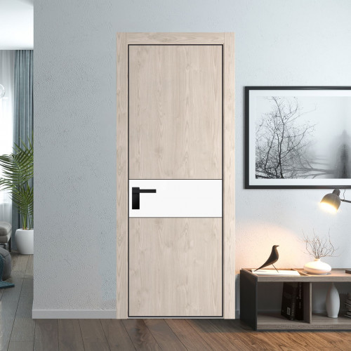 Межкомнатная дверь ProfilDoors 17 NE Каштан светлый с кромкой Черный с стекляной вставкой монохром белый просветленный