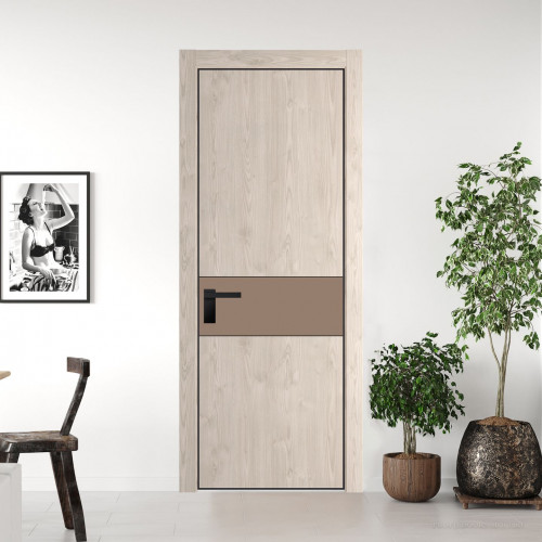 Межкомнатная дверь ProfilDoors 17 NE Каштан светлый с кромкой Черный с стекляной вставкой монохром капучино