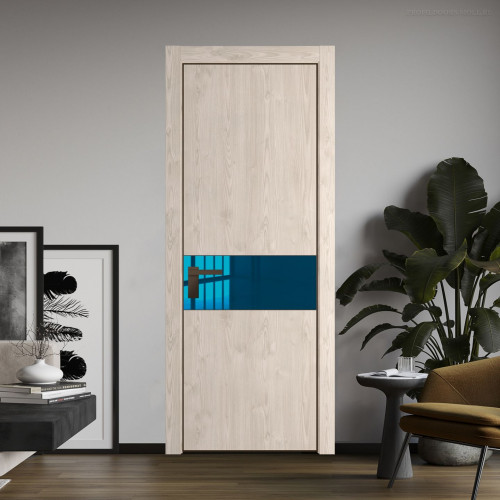 Межкомнатная дверь ProfilDoors 17 NE Каштан светлый с кромкой Деорэ с стекляной вставкой зеркало blue
