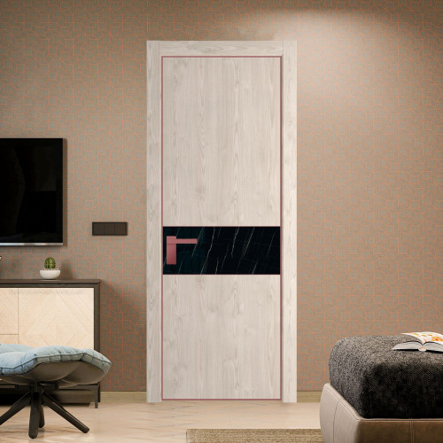 Межкомнатная дверь ProfilDoors 17 NE Каштан светлый с кромкой Красный антрацит с стекляной вставкой неро мрамор