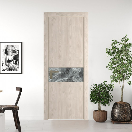 Межкомнатная дверь ProfilDoors 17 NE Каштан светлый с кромкой Никель с стекляной вставкой атриум серебро