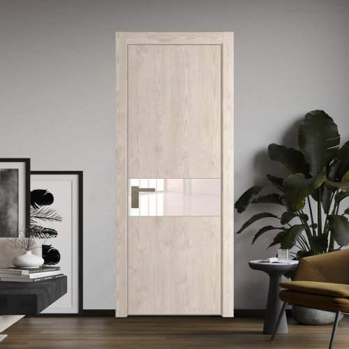 Межкомнатная дверь ProfilDoors 17 NE Каштан светлый с кромкой Никель с стекляной вставкой перламутровый лак