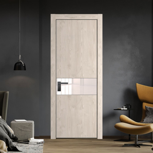 Межкомнатная дверь ProfilDoors 17 NE Каштан светлый с кромкой Серая Ночь с стекляной вставкой перламутровый лак