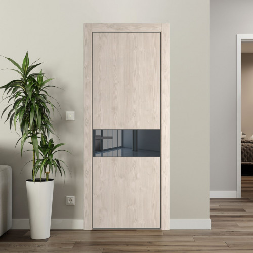 Межкомнатная дверь ProfilDoors 17 NE Каштан светлый с кромкой Серая Ночь с стекляной вставкой зеркало grey