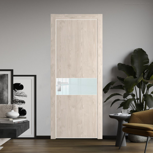 Межкомнатная дверь ProfilDoors 17 NE Каштан светлый с кромкой Вайт с стекляной вставкой белый лак