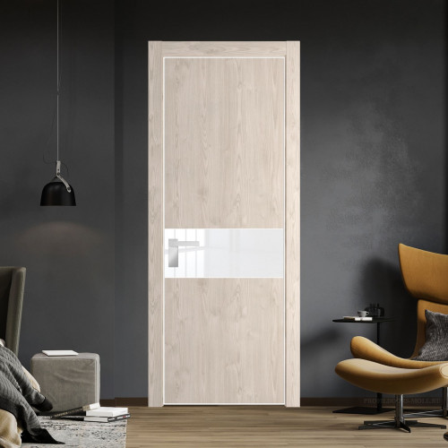 Межкомнатная дверь ProfilDoors 17 NE Каштан светлый с кромкой Вайт с стекляной вставкой лак классик