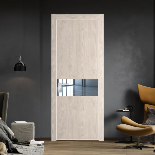 Межкомнатная дверь ProfilDoors 17 NE Каштан светлый с кромкой Вайт с стекляной вставкой зеркало